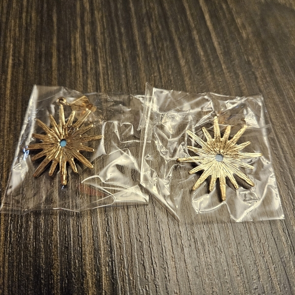 Adornia 14K Yellow Gold Plated Turquoise & Swarovski Crystal Accented Starbursts - Picture 3 of 9